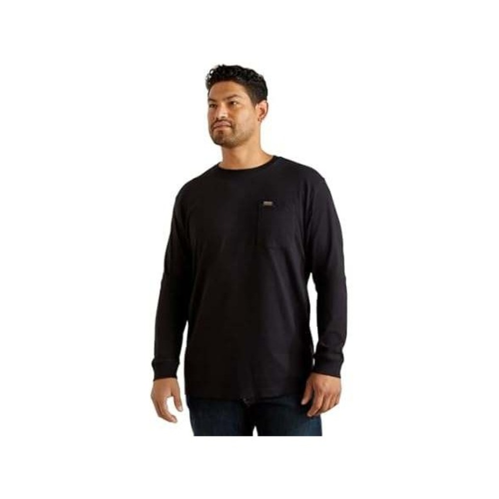 Ariat Rebar Cotton Strong Live Free Black Long Sleeve Pocket Tee Shirt 2X Tall